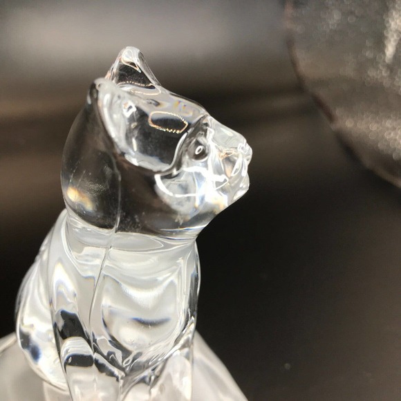 Lead Crystal Cat on Frosted Pillow Paperweight Figurine Crystal D'Arques - Picture 7 of 10
